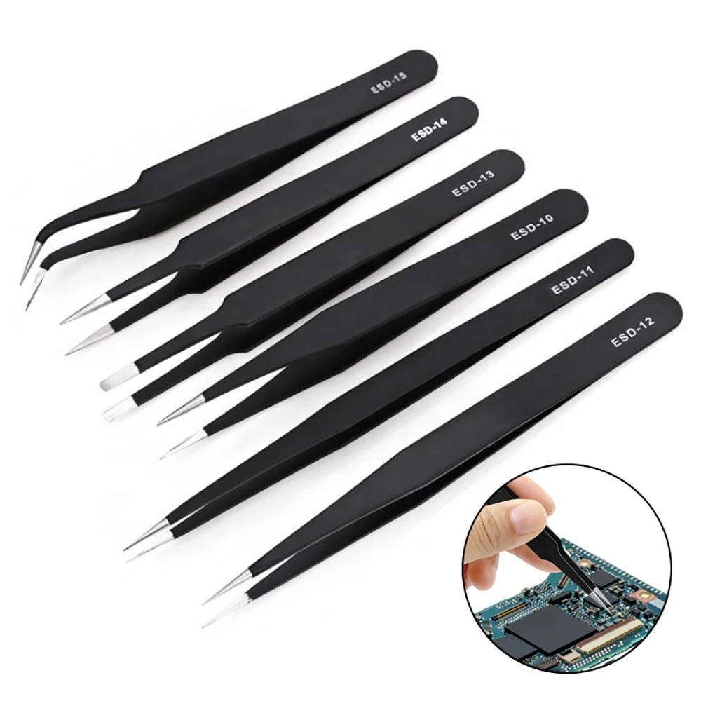 Elektronik Repair - 6pcs Stainless Steel Anti-static Precision ESD