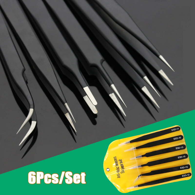 Elektronik Repair - 6pcs Precision Long Tweezers Set ESD