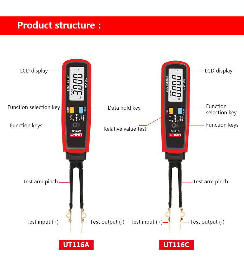 UT116A UT116C Digital Tweezers - đánh giá và giá Smd Tweezer Set